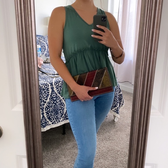 Ann Taylor Loft Red/Burgundy Faux Snakeskin Clutch - Picture 2 of 7